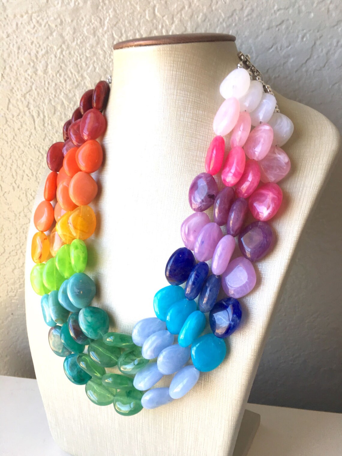 Rainbow baby shower jewelry Rainbow Beaded Necklace Colorful Etsy