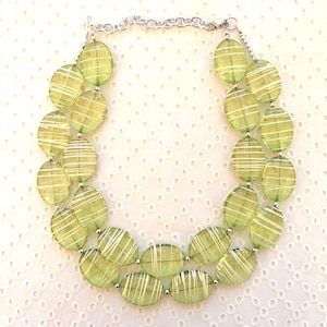 Lime Green statement necklace, chunky green necklace, double strand necklace, lime green jewelry, beaded jewelry, everyday necklace, green