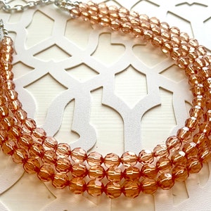 Chunky 3 Strand Coral Statement Necklace, orange brown acrylic beaded jewelry, peach necklace, coral jewelry, peach bridesmaid, dressy