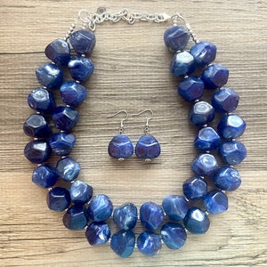 Royal Blue Chunky Statement Necklace, double strand necklace, blue necklace, dark blue necklace, royal blue wedding, bridesmaid necklace
