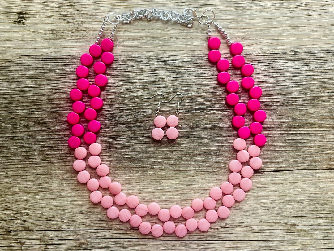 Emerald Green and Fuchsia Pink Chunky Necklace – Karen Morrison Jewellery