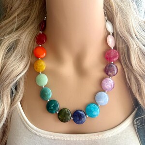 Rainbow Beaded Necklace, Colorful Jewelry, Chunky statement necklace, big beaded necklace, rainbow jewelry baby, color block necklace
