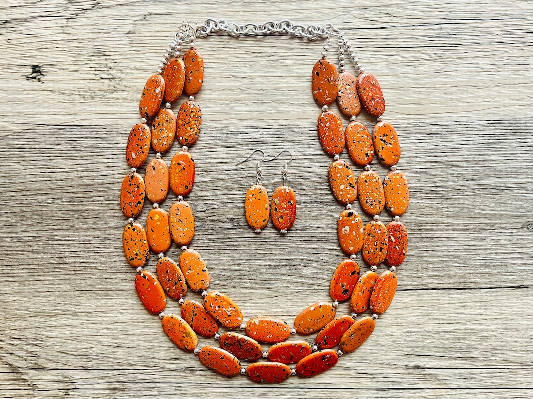 Burnt Orange Metal Concentric Necklace