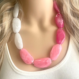 Pink Ombré Statement jewelry set, Chunky Beaded Necklace, pink Jewelry, Blush Fall Necklace, Hot pink Necklace, magenta beaded necklace