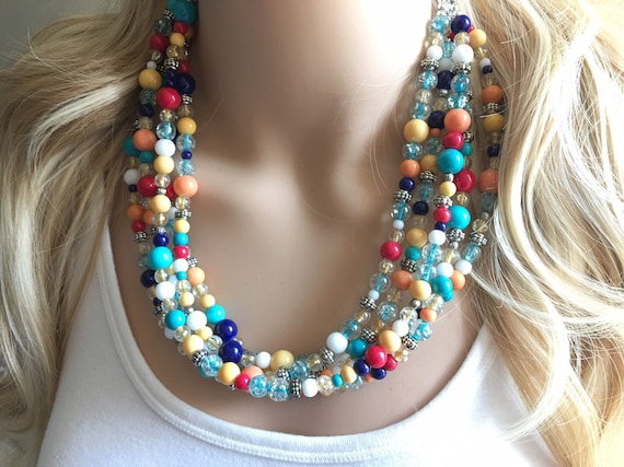 Chunky beaded statement necklace clearance