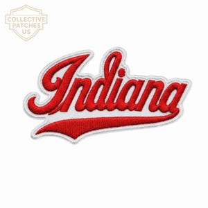 Indiana Hoosiers Script Embroidered Patch | Red White College Applique