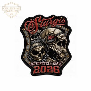 Sturgis 2026 Multi Skull Motorcycle Rally Embroidered Patch