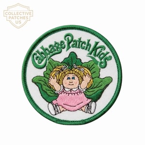 Lalka dla dzieci z haftem Cabbage Patch | Okrągła aplikacja w stylu retro