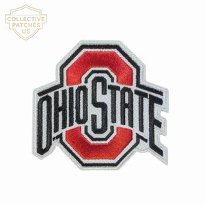 Parche bordado de los Ohio State Buckeyes / Aplique universitario rojo y gris