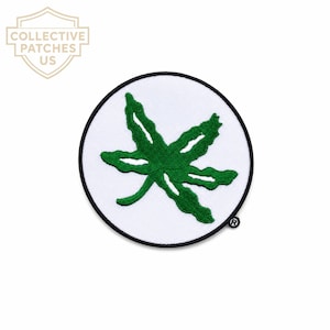 Green Cannabis Leaf Round Embroidered Patch