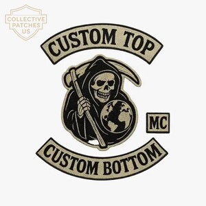 Custom Grim Reaper Motorcycle Club 4 Piece Embroidered Patch Set