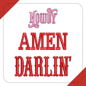 Amen Hat Embroidery Design, Darlin Howdy Lettering, Trucker Cap Digital Files