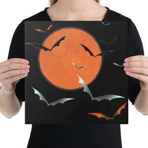 Halloween Blood Moon & Bats Canvas - Made in USA