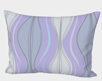 Mid century modern waves, periwinkle bed sham, sham cover king, standard bed sham, Housewarming gift, gift for couple, purple accent pillows