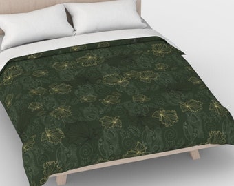 Art nouveau comforter cover, Sea anemone duvet cover queen, duvet cover king, duvet cover twin, green duvet, Housewarming gift, for couple