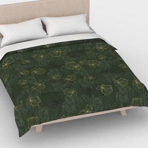 Art nouveau comforter cover, Sea anemone duvet cover queen, duvet cover king, duvet cover twin, green duvet, Housewarming gift, for couple