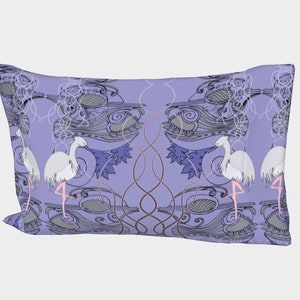 Funda de almohada Garzas art nouveau, almohada bígaro, reina de funda de almohada, funda de almohada gemela, rey de funda de almohada, diseño de pájaro