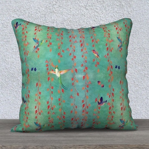 Hummingbirds decor, hummingbird, gifts for her, for women, birds Pillow cover, Throw pillow cover, green pillow cover, new home gift