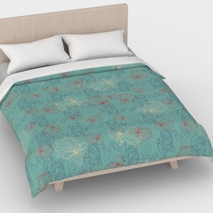 Art nouveau, Sea anemone duvet cover, abstract duvet cover, duvet cover queen, duvet cover king, duvet cover twin, mint duvet cover