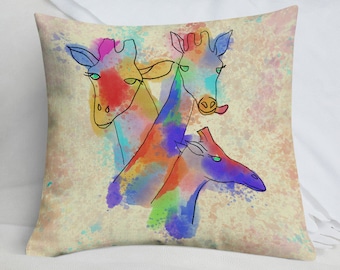 Giraffe pillow Cover, pillow cover, giraffe pillow, animal lover pillow, animal pillow, giraffe lover gift, multicolor pillow