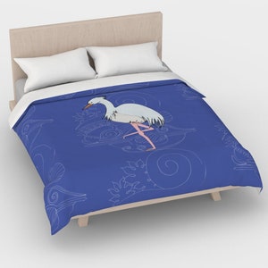 Funda de edredón Art nouveau Herons, edredón bígaro, reina de funda nórdica, funda de edredón, rey de funda nórdica, funda nórdica doble, diseño de pájaro