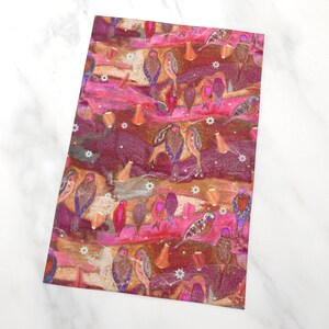 Birds Tea Towel, winter bird decor, bird kitchen towel, birds dish towels, bird lover gift, bird towel, Pink Tea towel, Colorful tea towel