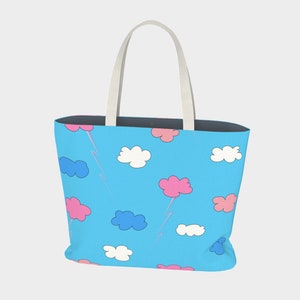 Trans Gender Flag Colors, Clouds and Lightning Tote Bag, LGBTQ Gift ...