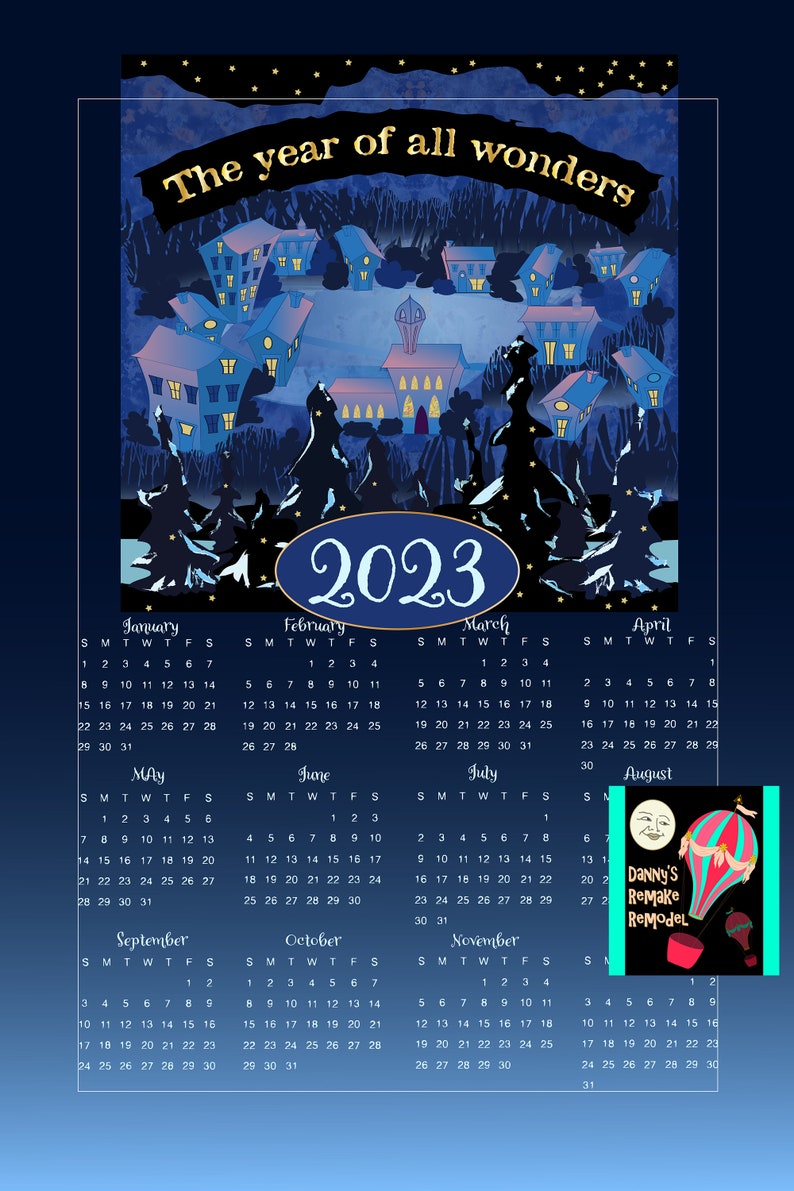 Calendar 2023 Tea Towel Night Winter Landscape Dish Towel - Etsy United Kingdom