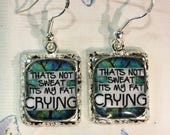 Exercise workout Earrings 3D Picture Jewelry Dimensional Vintage Green Silver