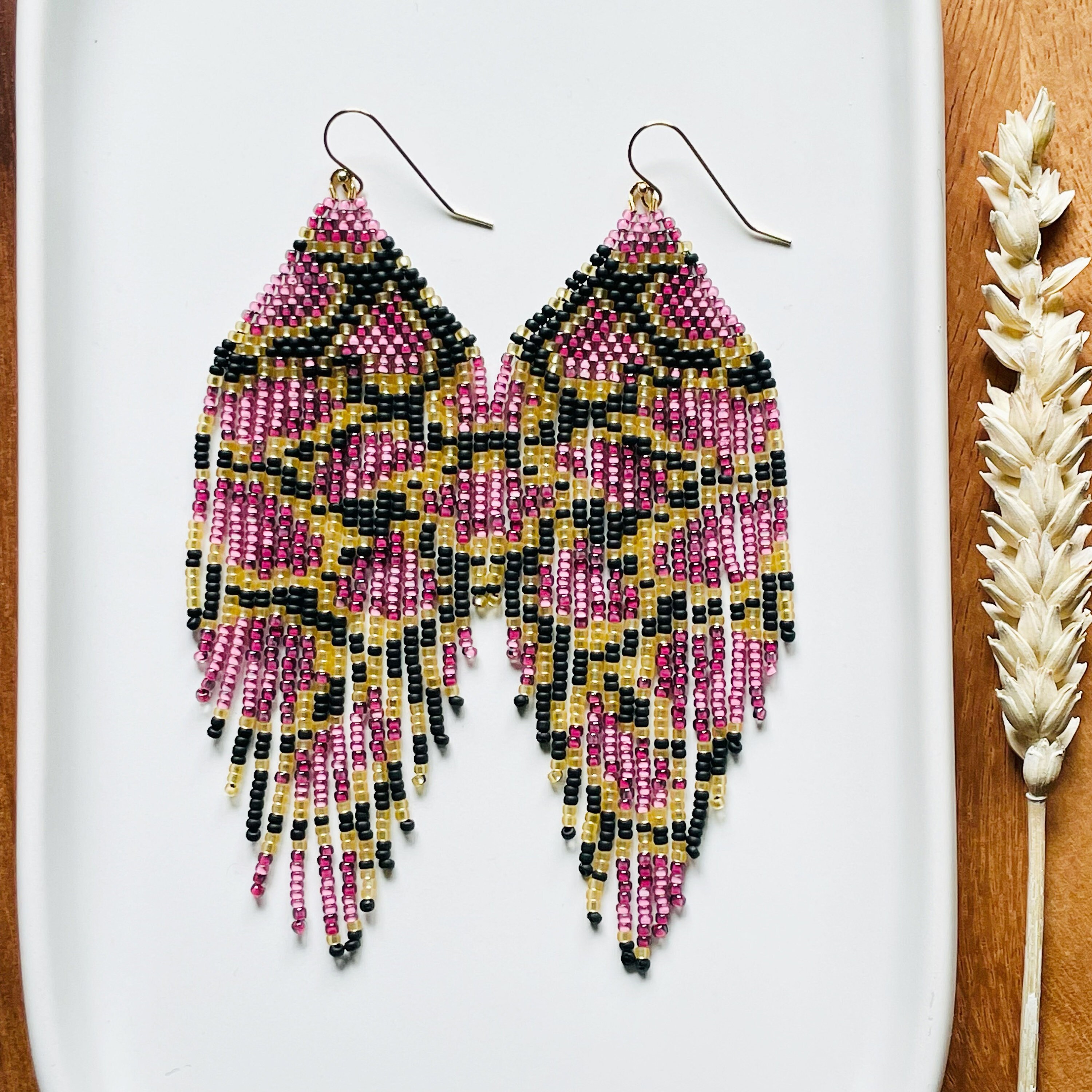Animal Print Seed Bead Earrings Handwoven Earrings Beaded Etsy