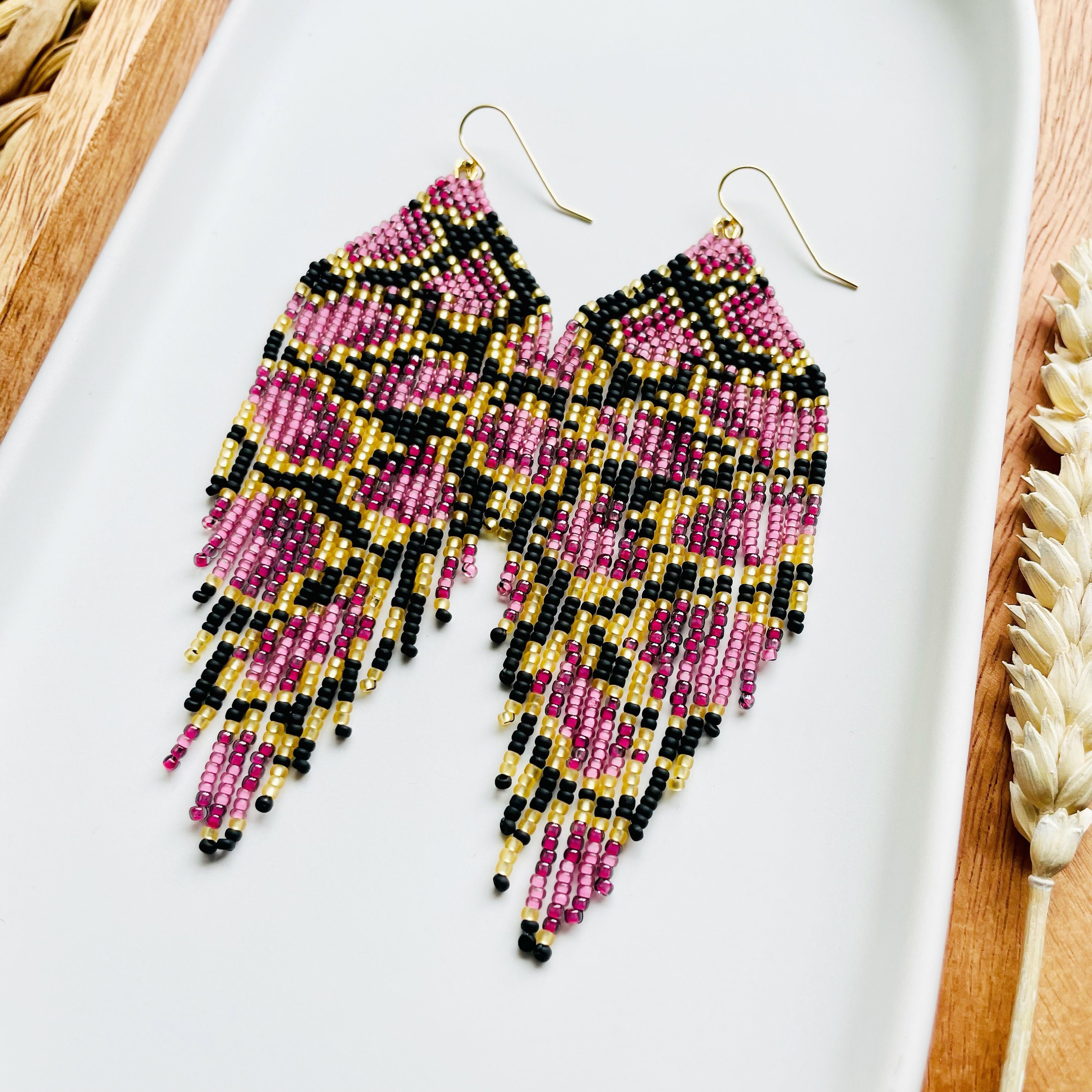 Animal Print Seed Bead Earrings Handwoven Earrings Beaded Etsy