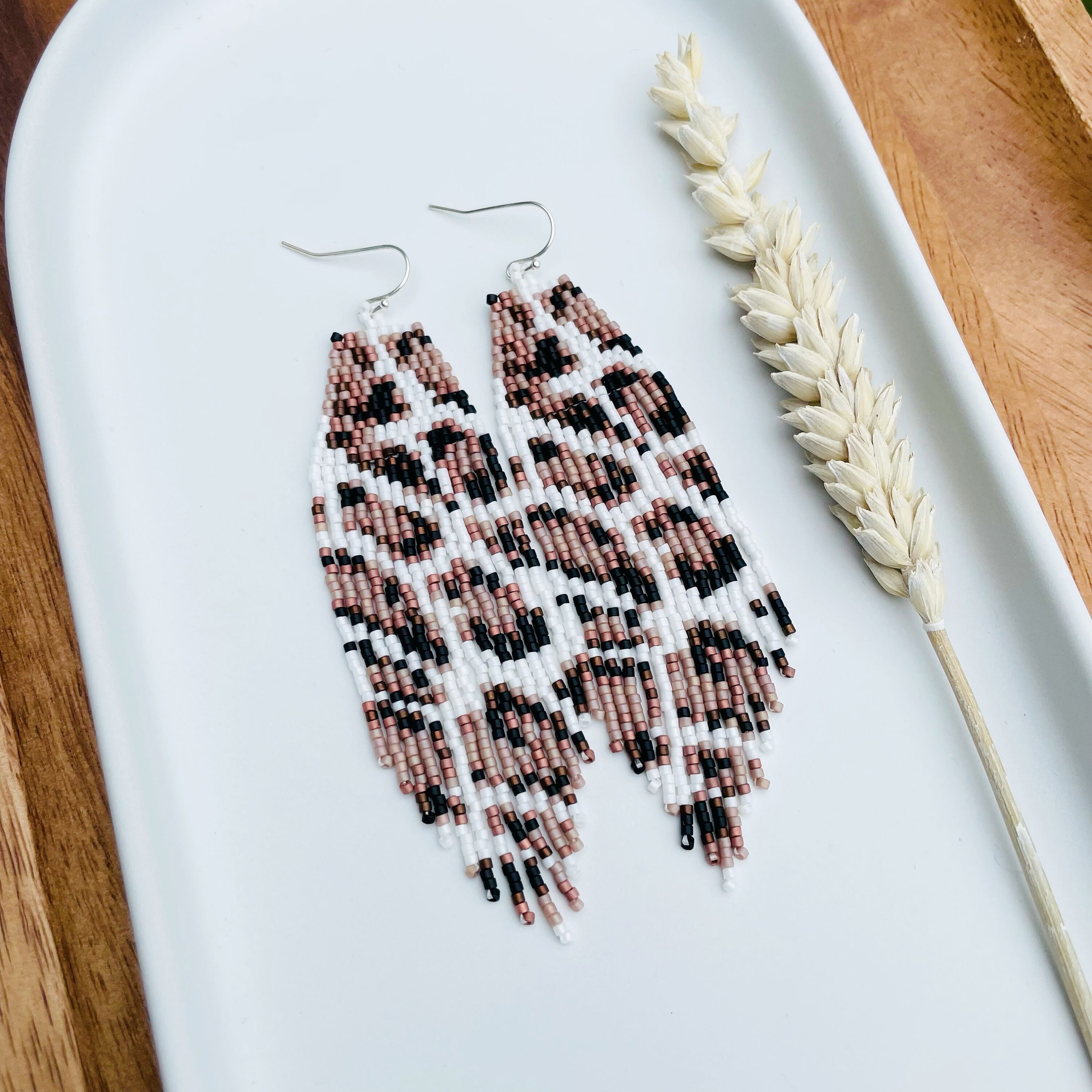 Animal Print Earrings Seed Bead Earrings Handwoven Earrings Etsy