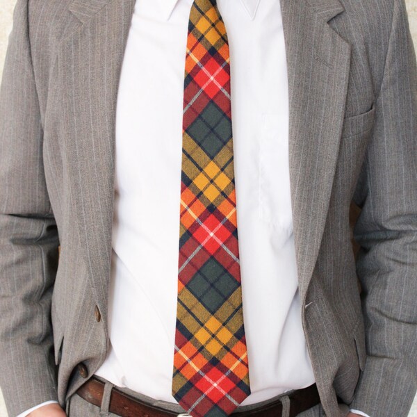 Male Wool Buchanan Tartan Plaid Necktie, Groom, Groomsmen Necktie