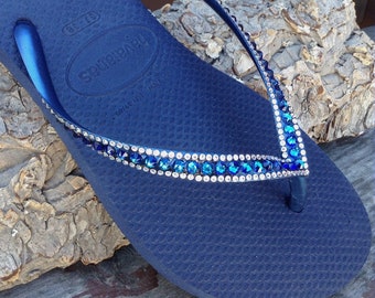 navy and coral havaianas