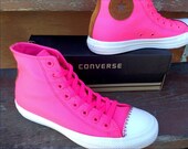 Hot Pink Converse High Top Rain Resistant Canvas Classic Backpack Tassel Fringe w Swarovski Crystal Rhinestone Chuck Taylor All Star Shoes