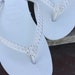 White Pearl Havaianas Slim Flip Flops Bridal Crystal Rose w/Swarovski Rhinestone Bling Bride Silver BridesMaid Beach Wedding shoes