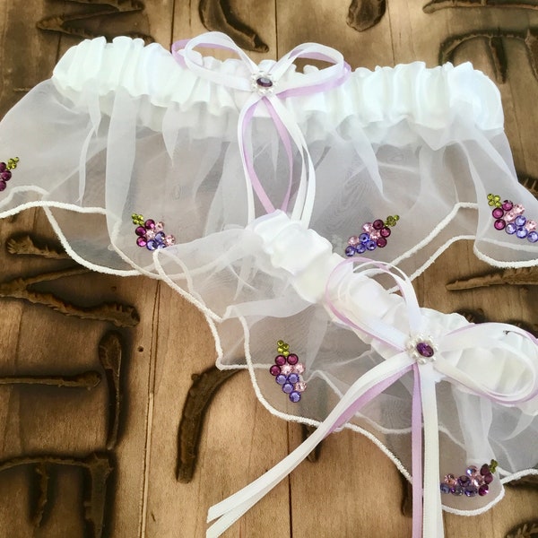 Wedding Garter Belt Crystal Vineyard Wine Grapes Rustic Purple Keep Toss Winery Champagne Rhinestone Bling Something Old Bridal Shower Gifts