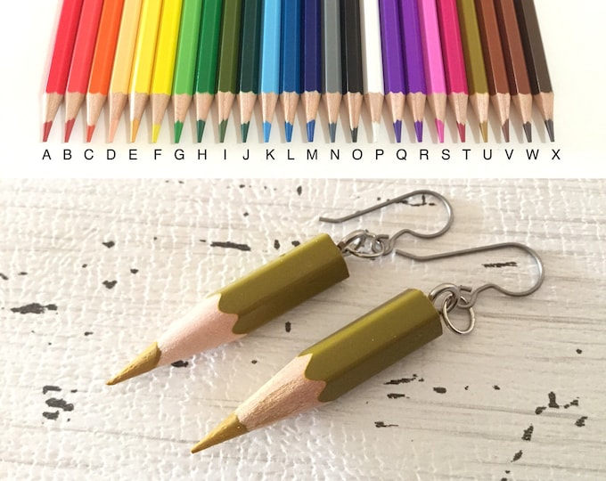 Pencil Crayon Earrings Teacher appreciation School Helper Rainbow colors Back to School Gift French hook Minimalist Jewelry Ladies Christmas