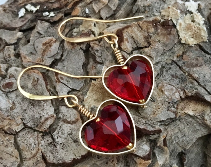 Heart Earrings Swarovski Red Crystal AB Pink Dangle Drop Ear wire Brass Picture Frame Gold Black Rainbow Ladies Sweetheart Girlfriend Gifts