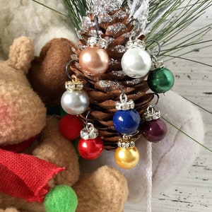 Crystal Pearl Earrings Holiday Ornament Ball Christmas Tree Winter Drop Dangle Silver Gold Titanium Hypo w/ Swarovski Pearls Beads Jewelry