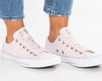 rose gold leather converse