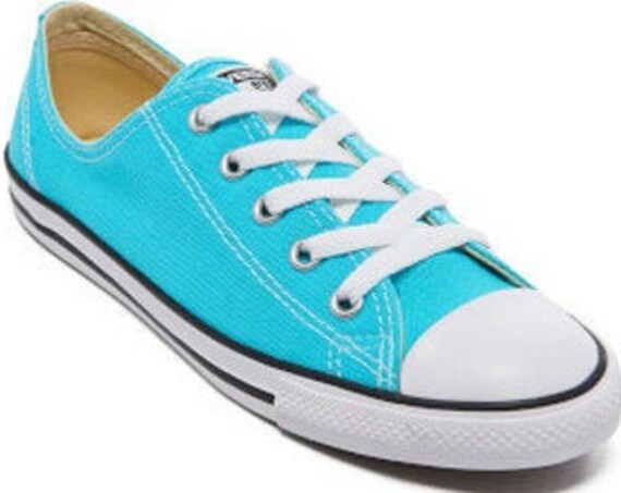 Blue Converse Dainty Turquoise Aqua Custom Bridal Wedding Slip Ons Kicks w/ Swarovski Crystal Bling Chuck Taylor All Star Sneakers Shoes