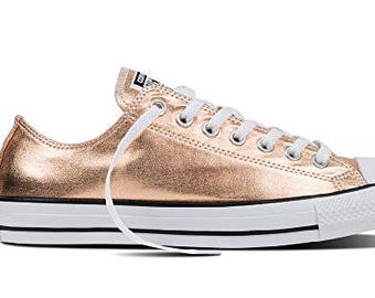 womens white and rose gold converse