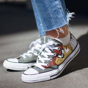 Looney Tunes Converse W US 7 Retro Cartoon Taz Devil Olive Gray