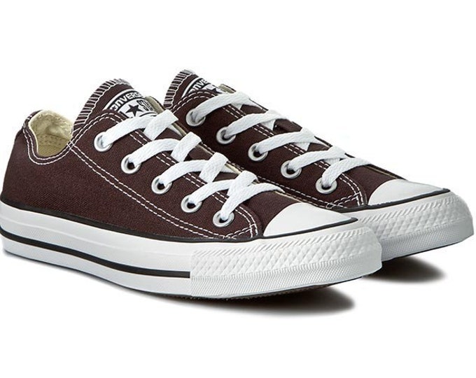 Brown Converse Umber Low Kicks Custom w/ Swarovski Crystal Bling Mens Chucks All Stars Chocolate Root Groom Bride Wedding Sneakers Hi Shoes