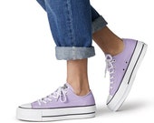 Purple Lilac Converse Platform heels wedge Classic Lift Canvas Low Top Club w Swarovski Crystal Chuck Taylor All Star Wedding Sneakers Shoe