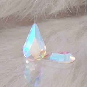 Vintage Swarovski Crystal AB Earrings Pear Tear Drop Iridescent Stud Earring 10mm Rhinestones Minimalist Hypo Titanuim Silver Post Jewelry