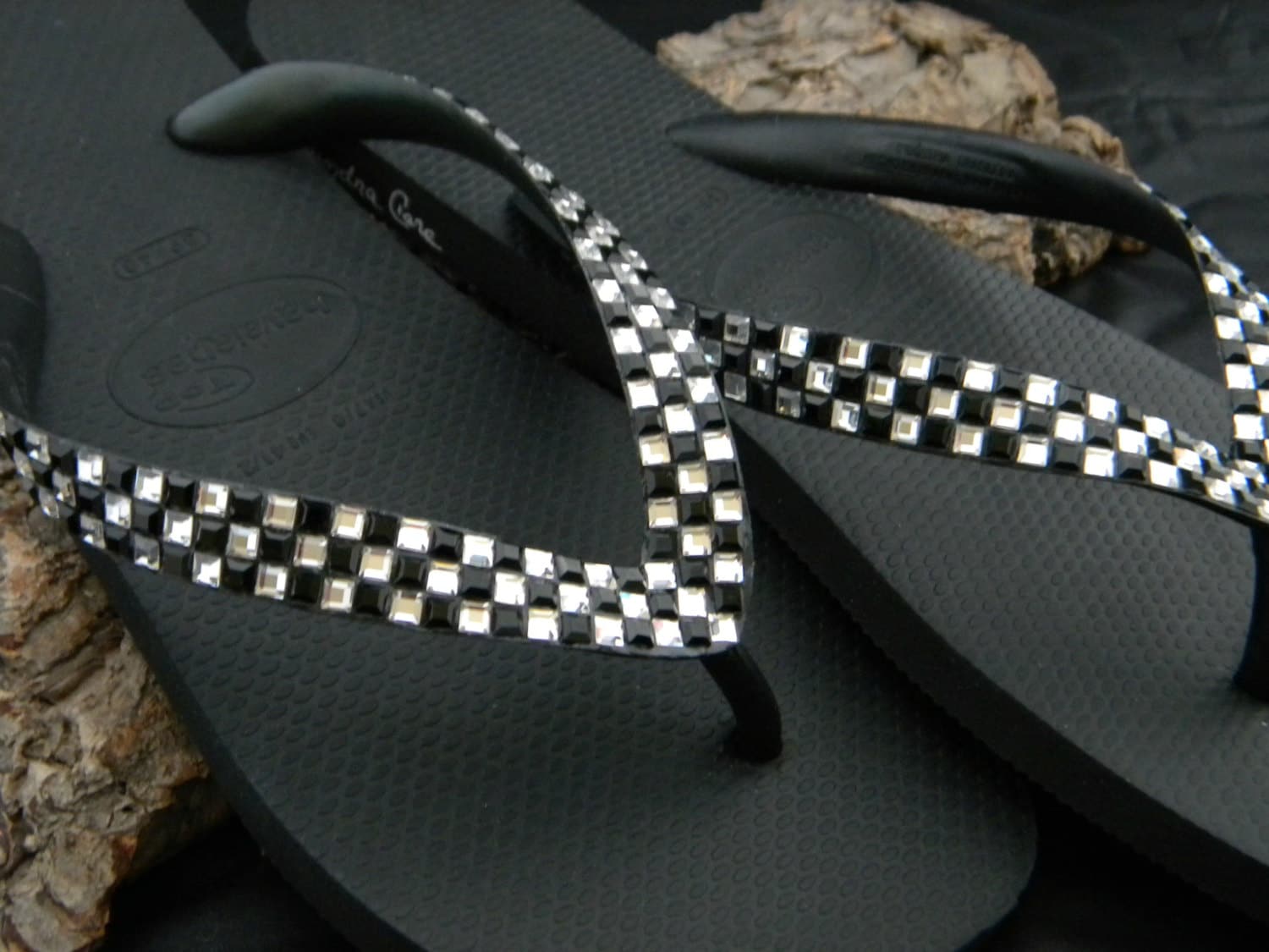 black and white checkered sandals