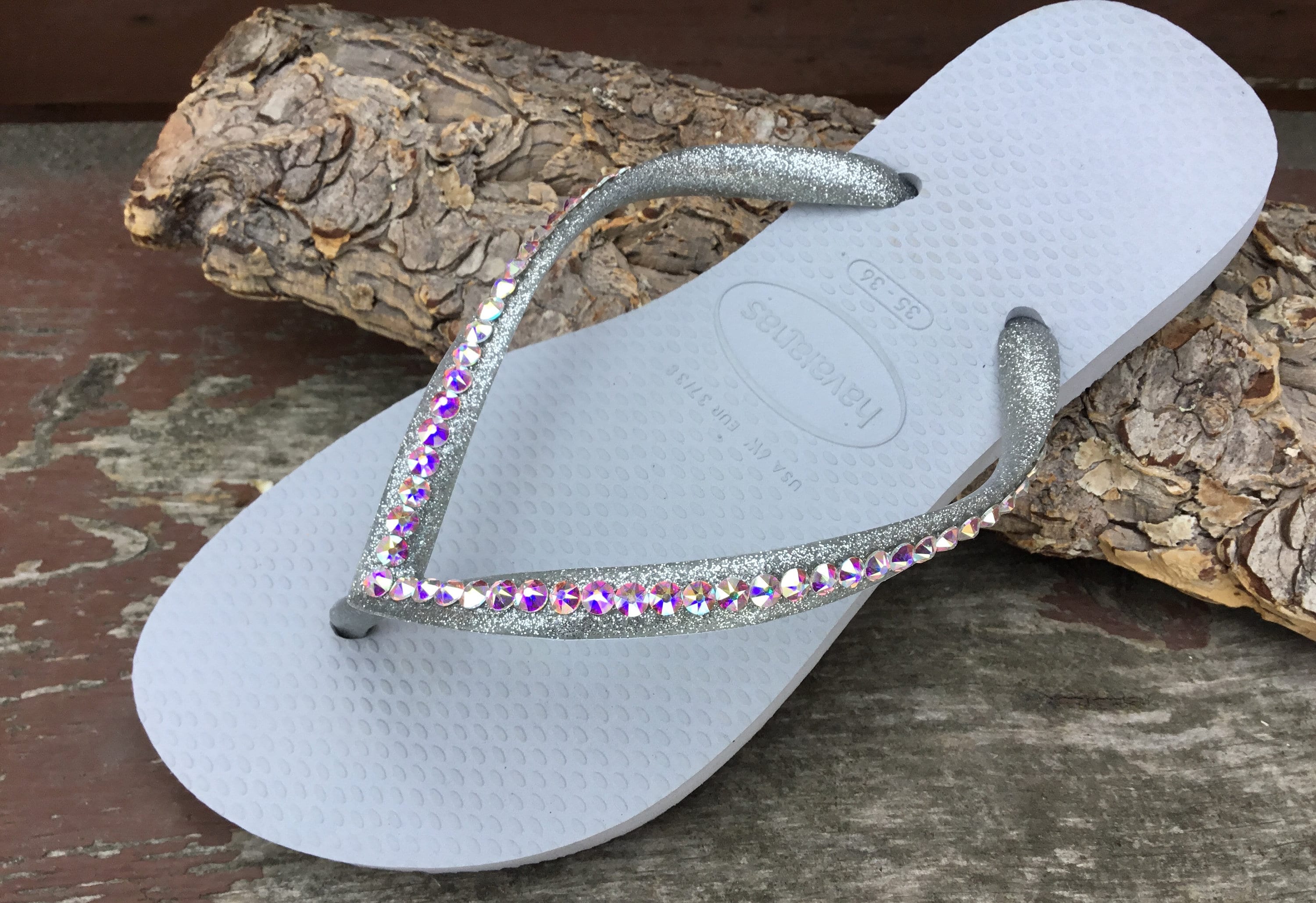 silver glitter havaianas flip flops