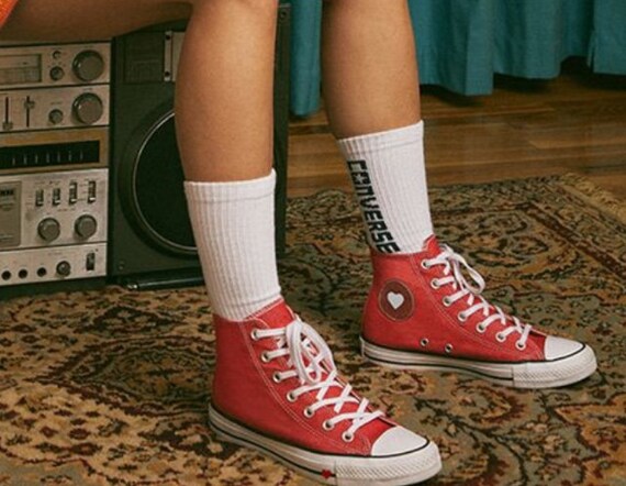 black high top converse love heart
